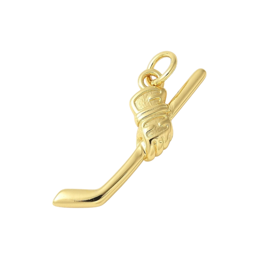 gold hockey stick and glove charm