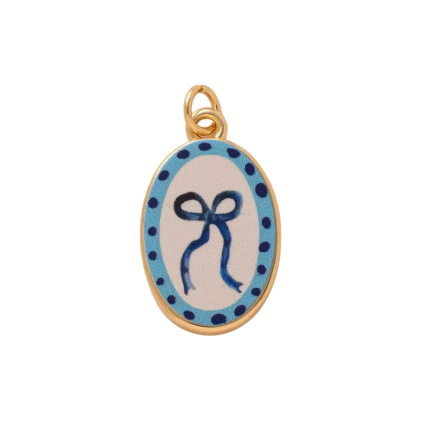 blue bow oval charm