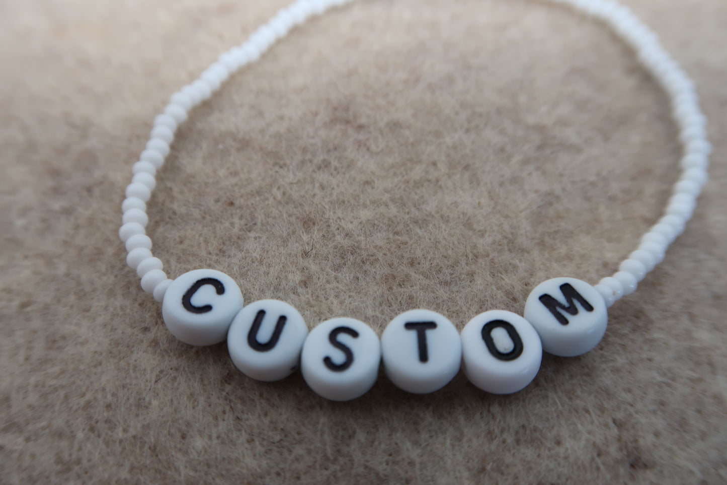 custom beaded bracelet in white