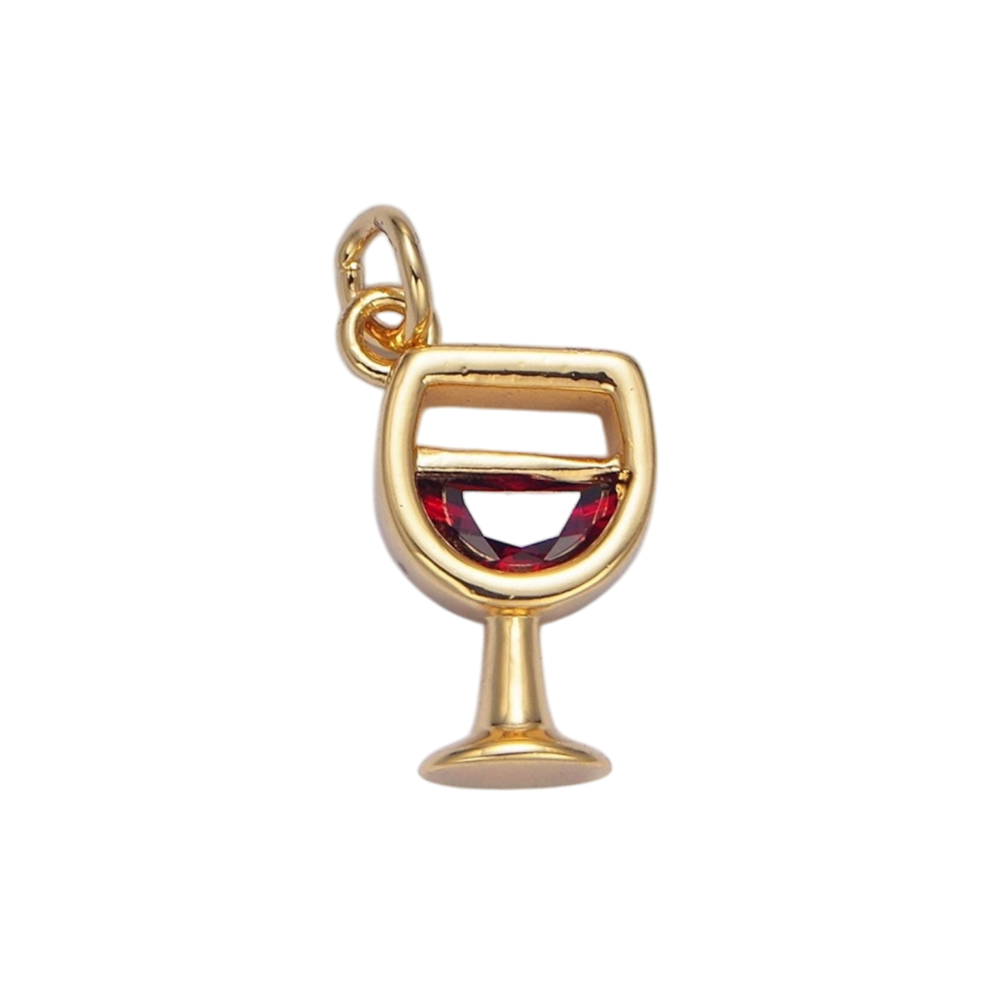 gold red wine glass charm