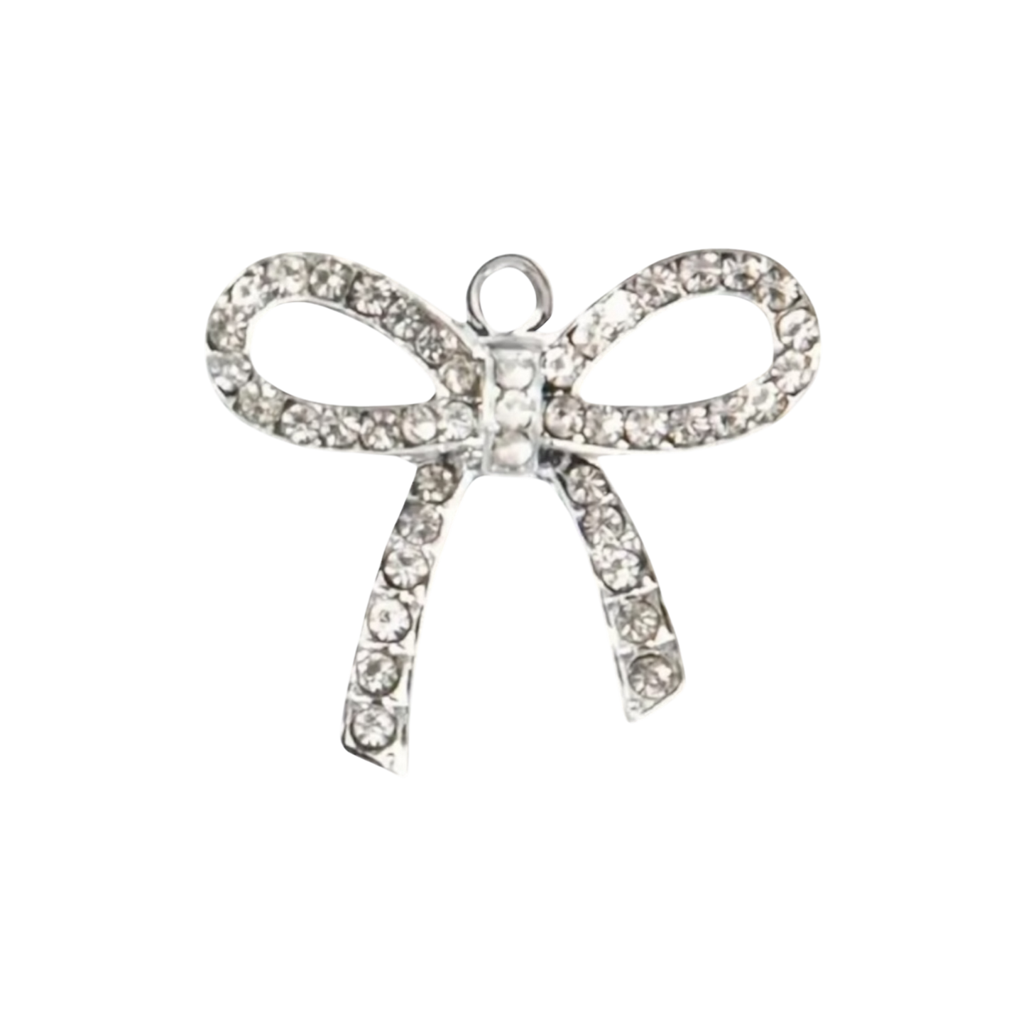 silver rhinestone bow charm