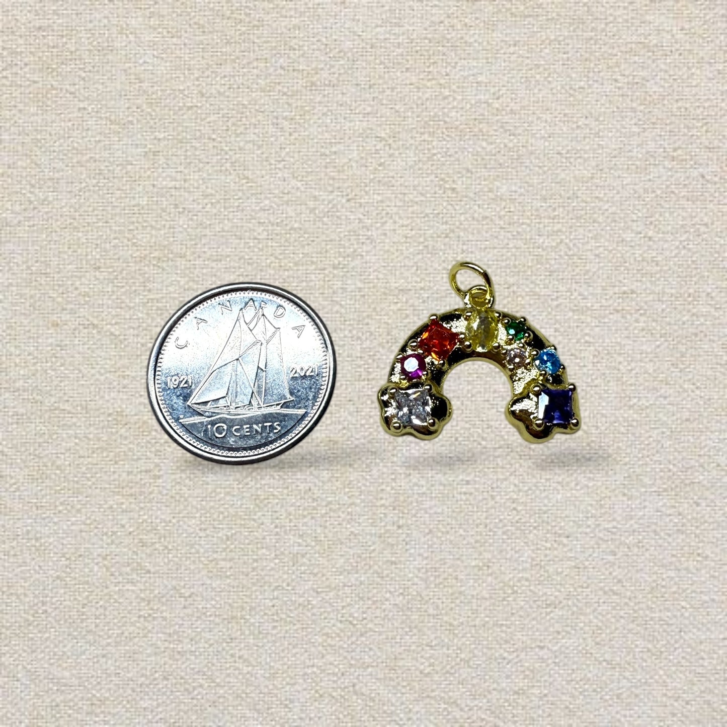 gold colorful rainbow charm