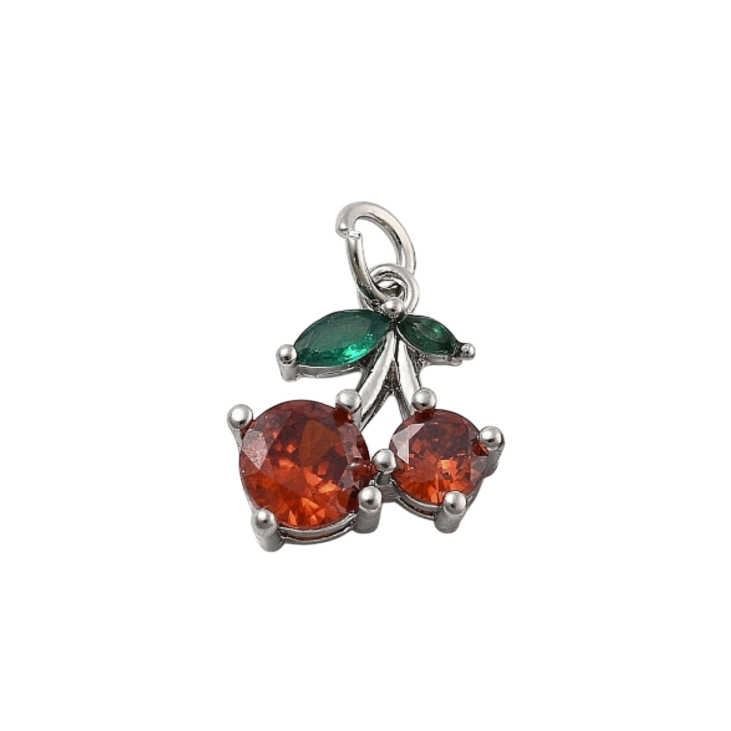 silver red cherry charm