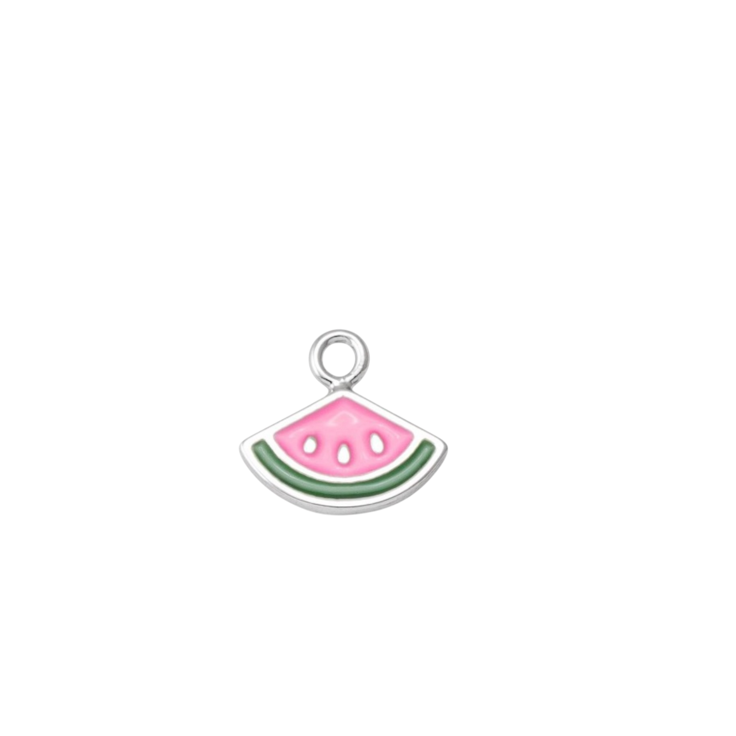 silver pink watermelon charm