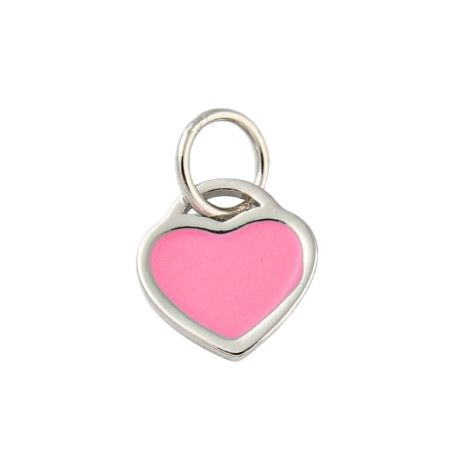 silver heart charm (pink)