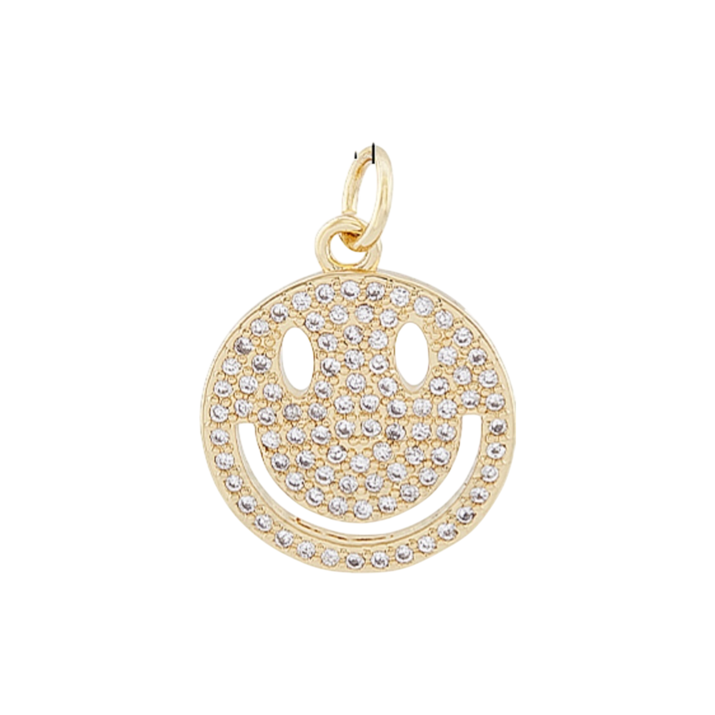 gold rhinestone smiley face charm