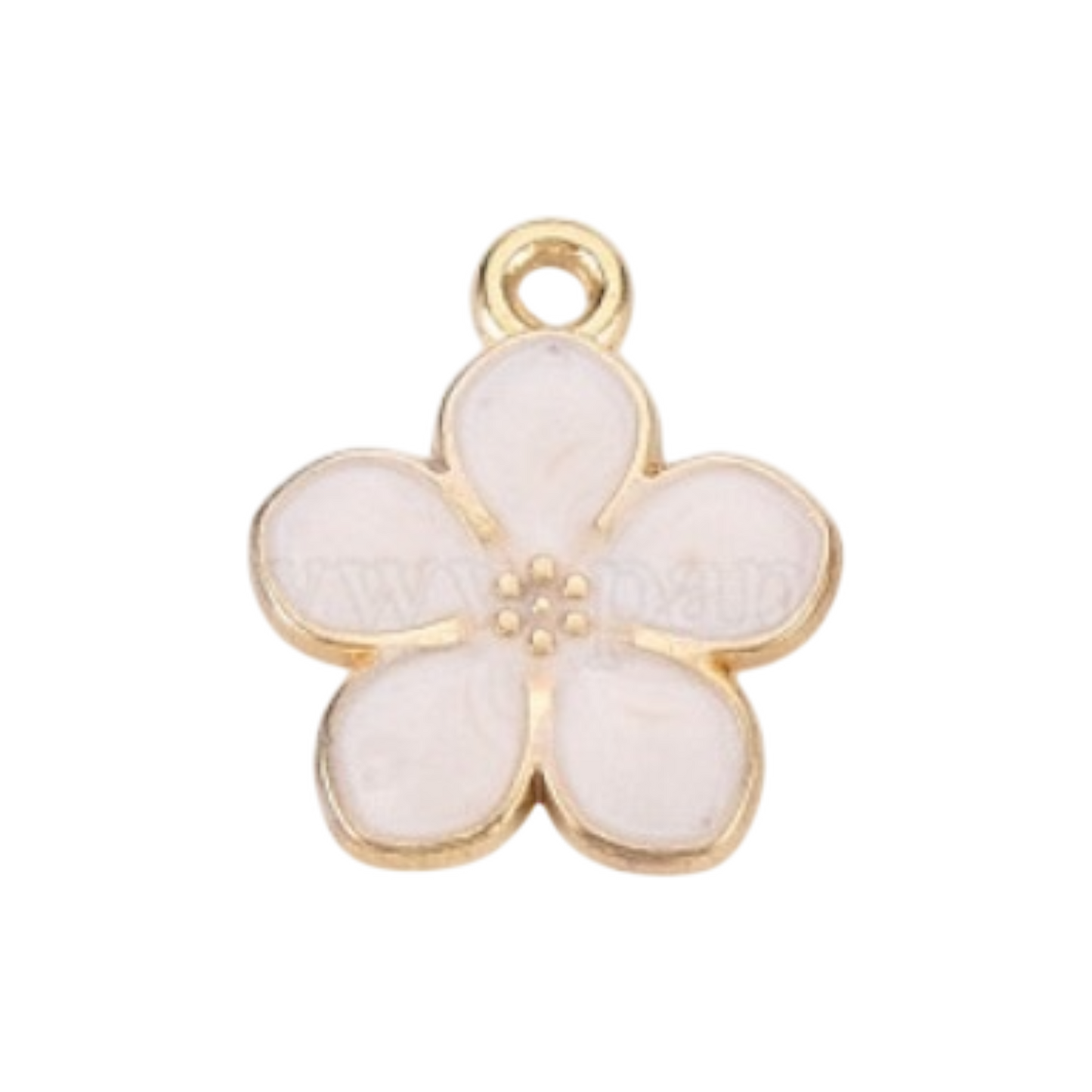 gold and white hawaiian flower charm
