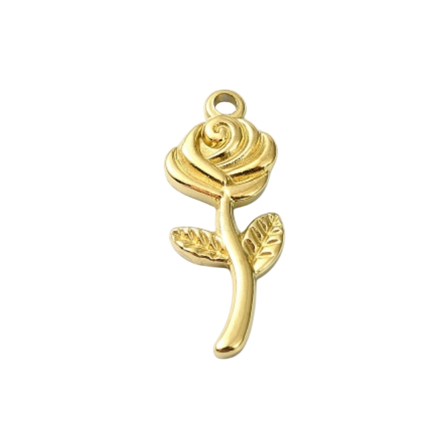 gold rose stem charm