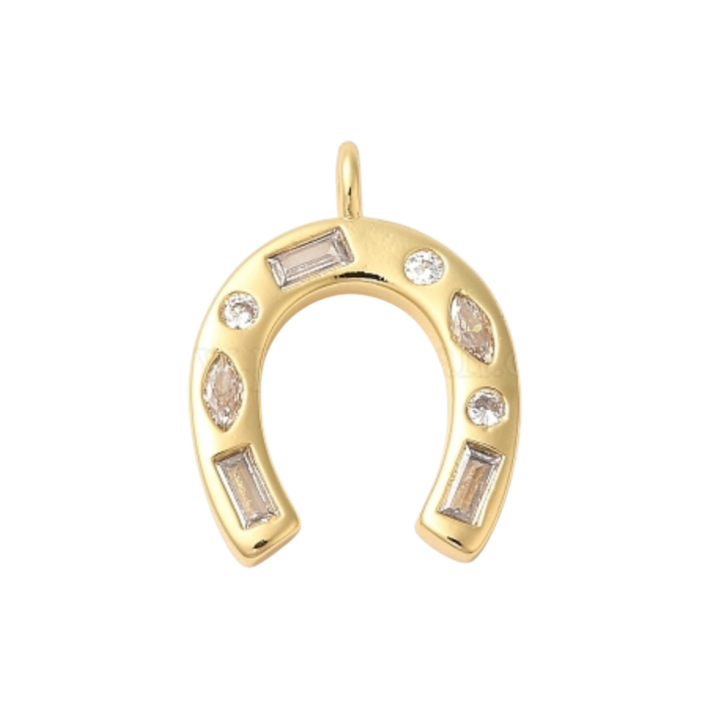 gold and glitzy horseshoe charm