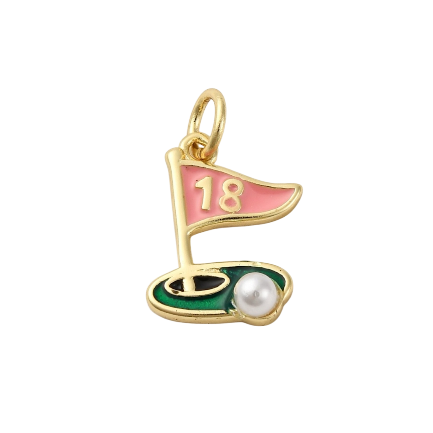 gold and pink golf charm
