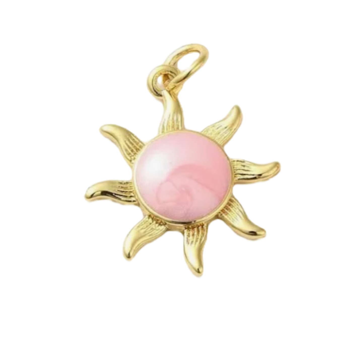 gold and pink sun charm