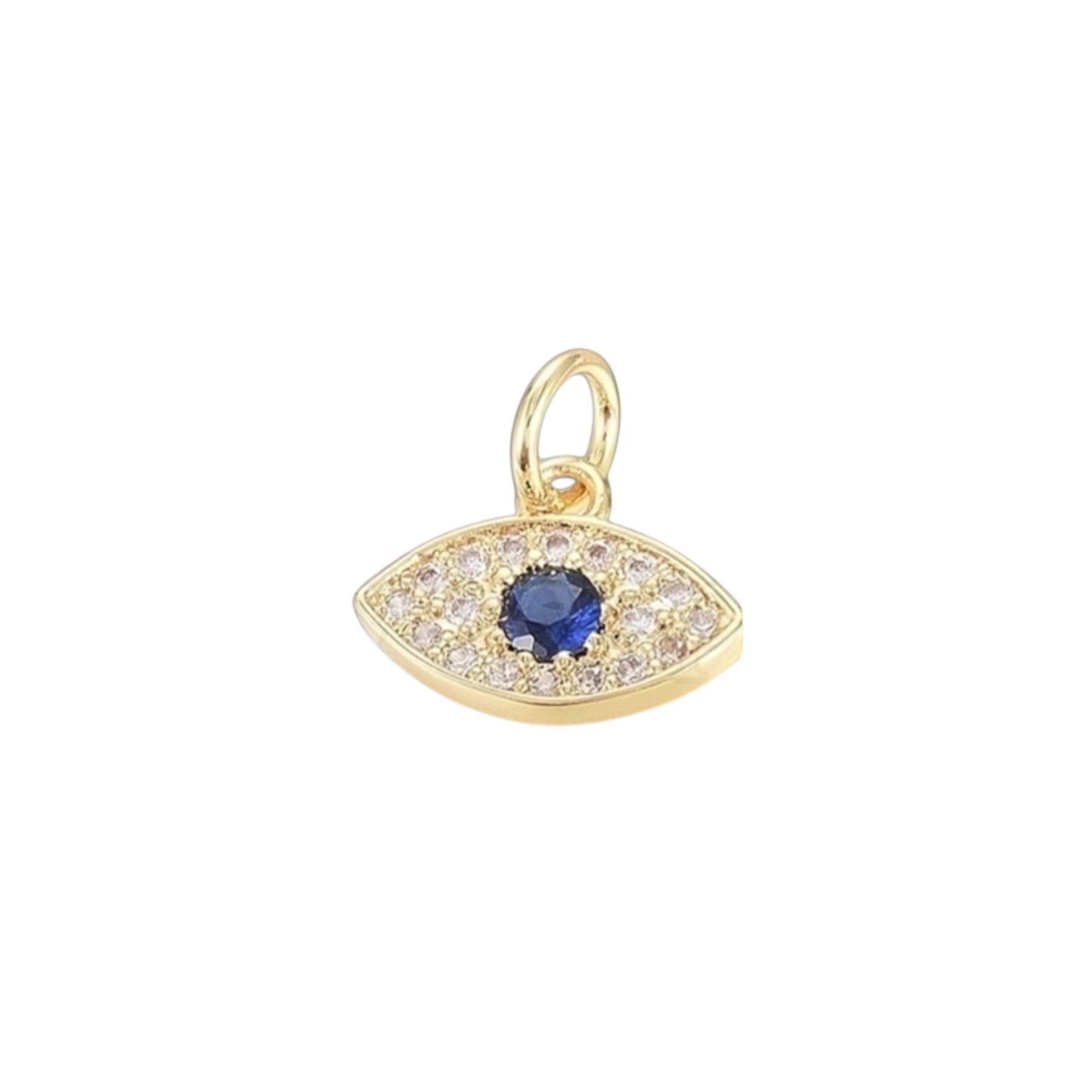 gold and blue evil eye rhinestone charm