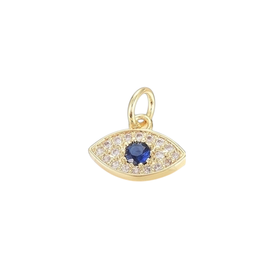 gold and blue evil eye rhinestone charm