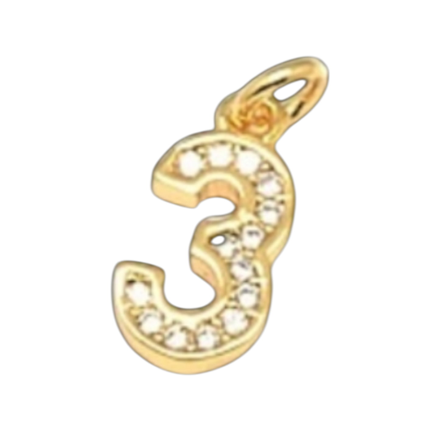 gold rhinestone number charm
