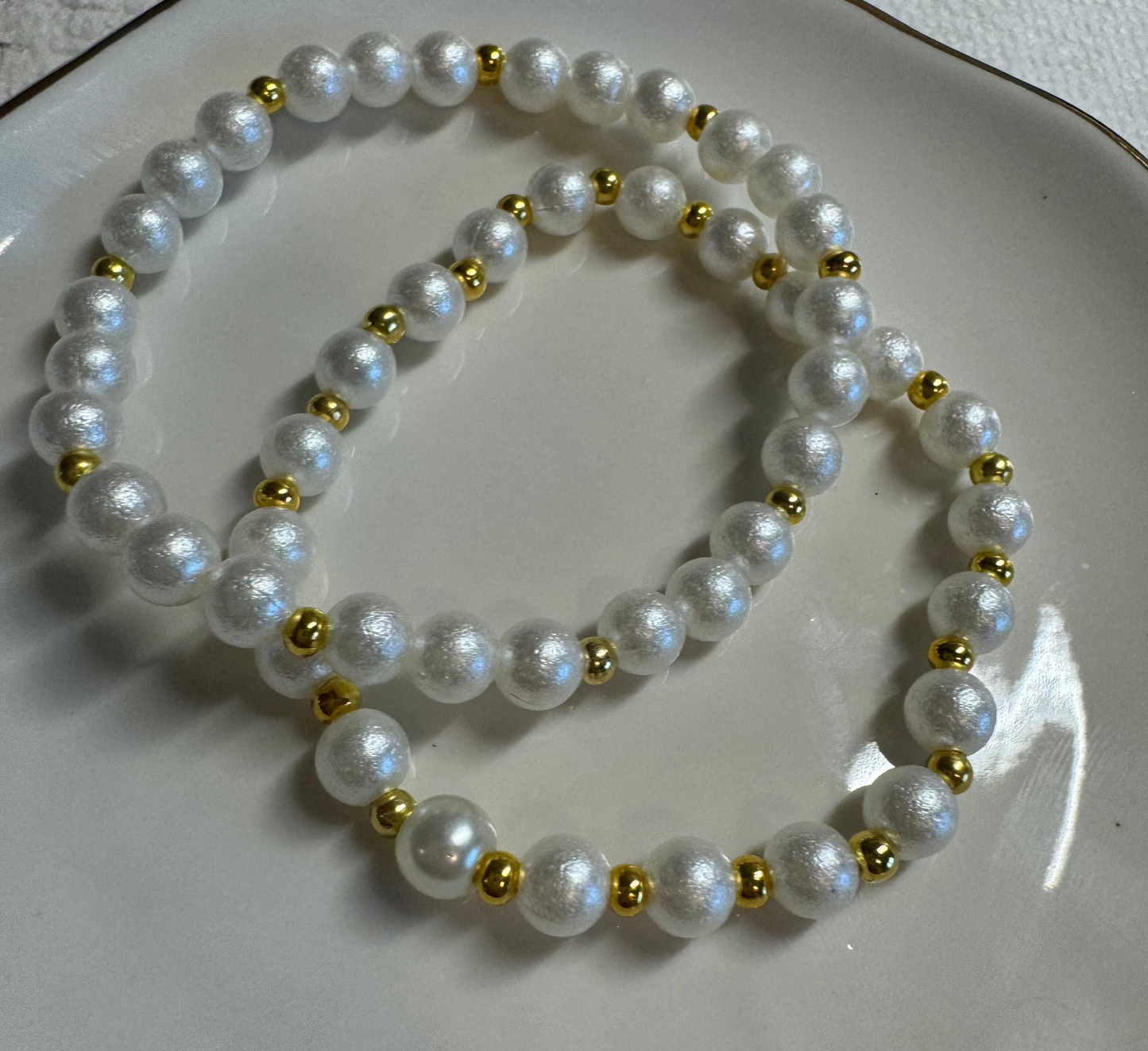 pearl and gold stacker bracelets