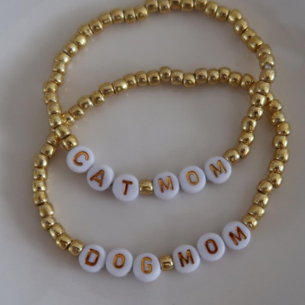 the fur mama beaded bracelet in gold