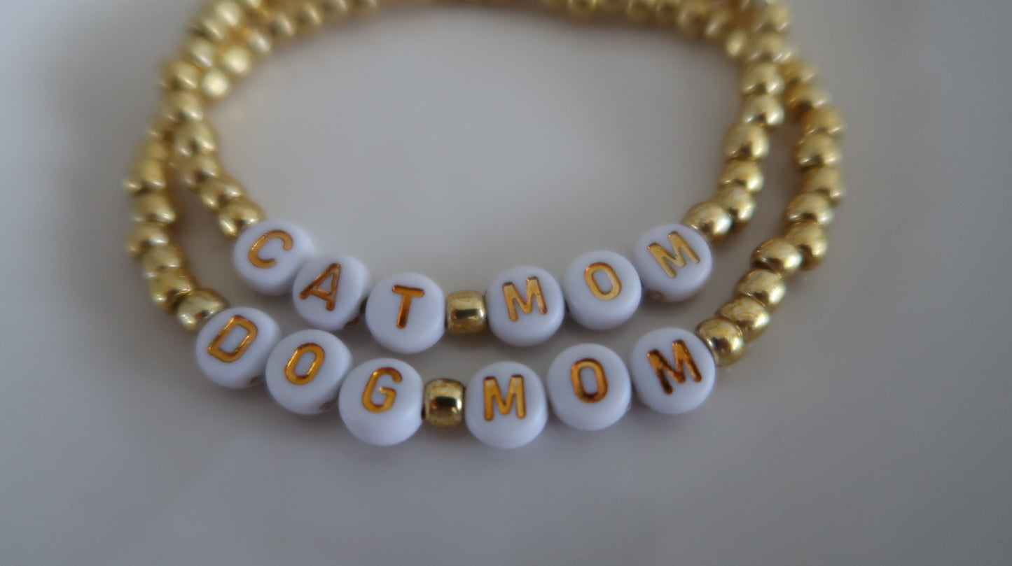 the fur mama beaded bracelet in gold