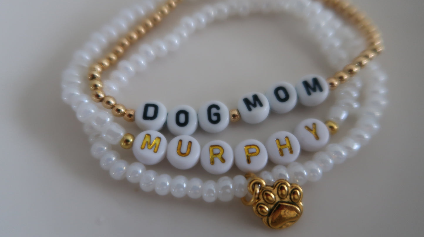 the dog mom beaded bracelets stack
