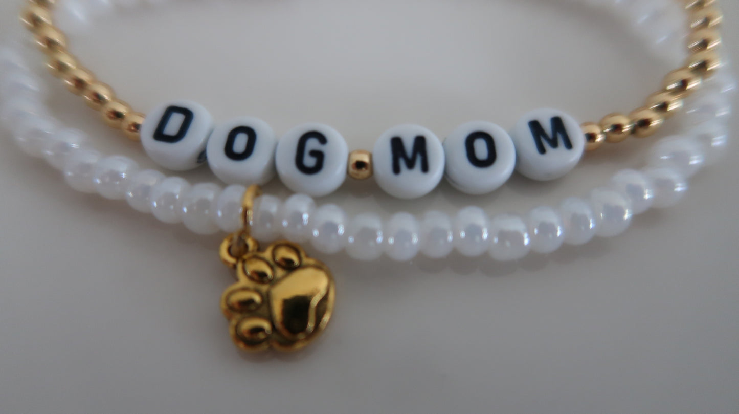 the dog mom beaded bracelets stack