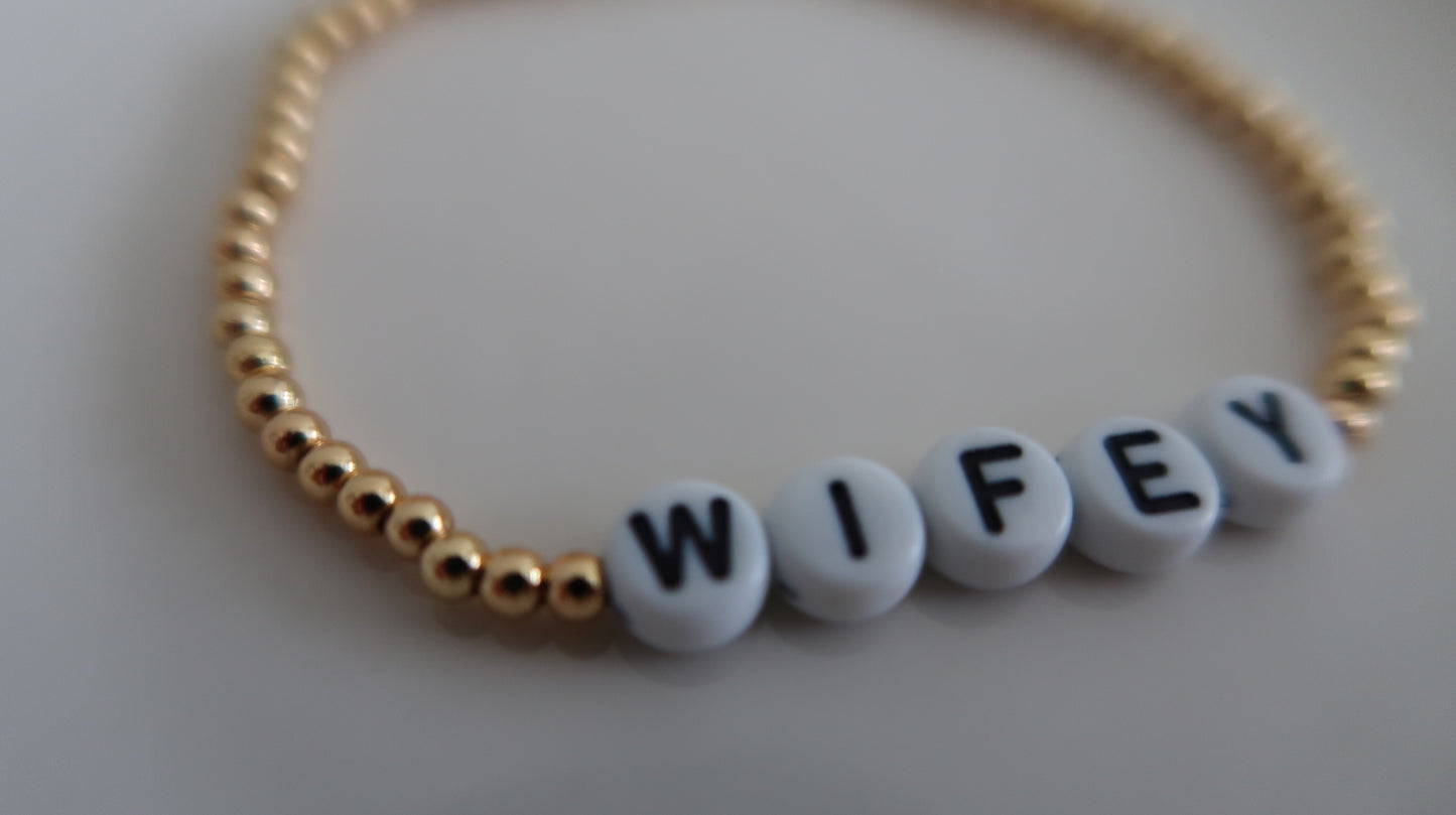 the wifey bracelet in gold