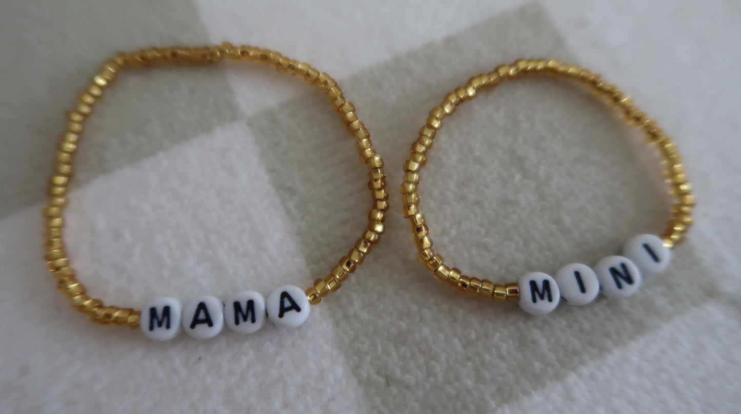 The mama and me bracelet set in gold