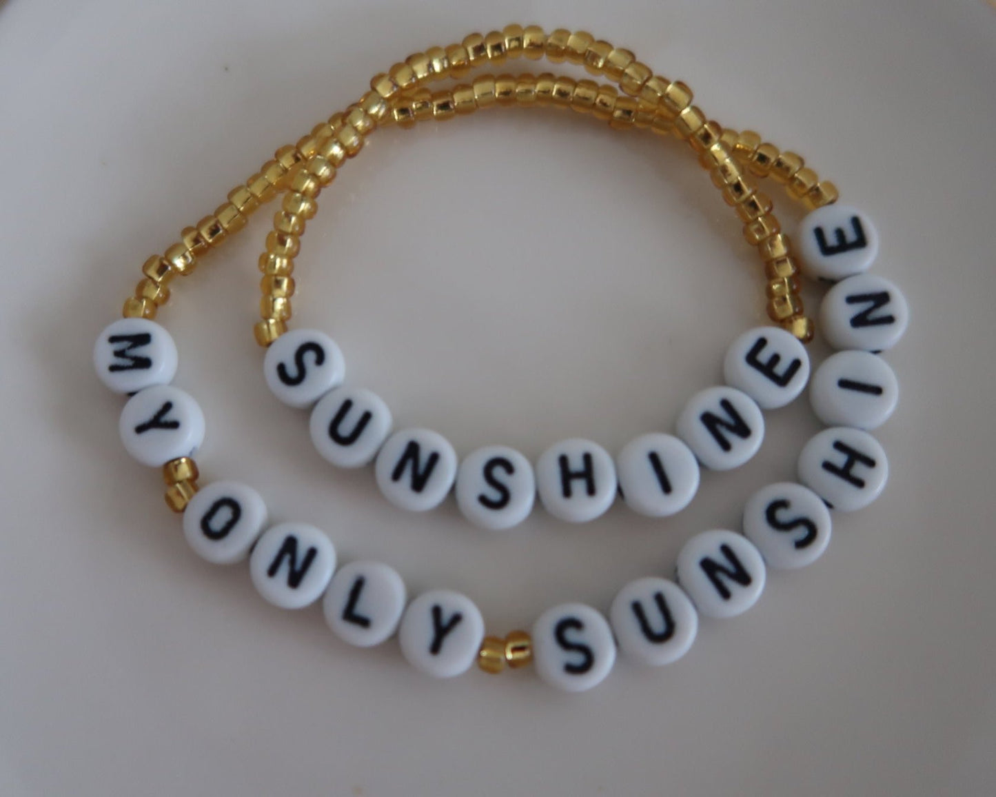 my sunshine beaded bracelet set in gold