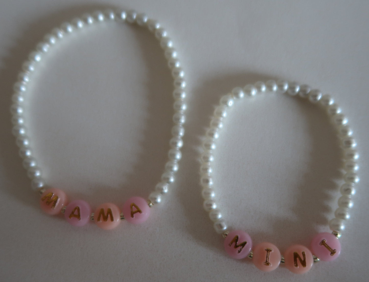 mama and mini set in pearl and peach