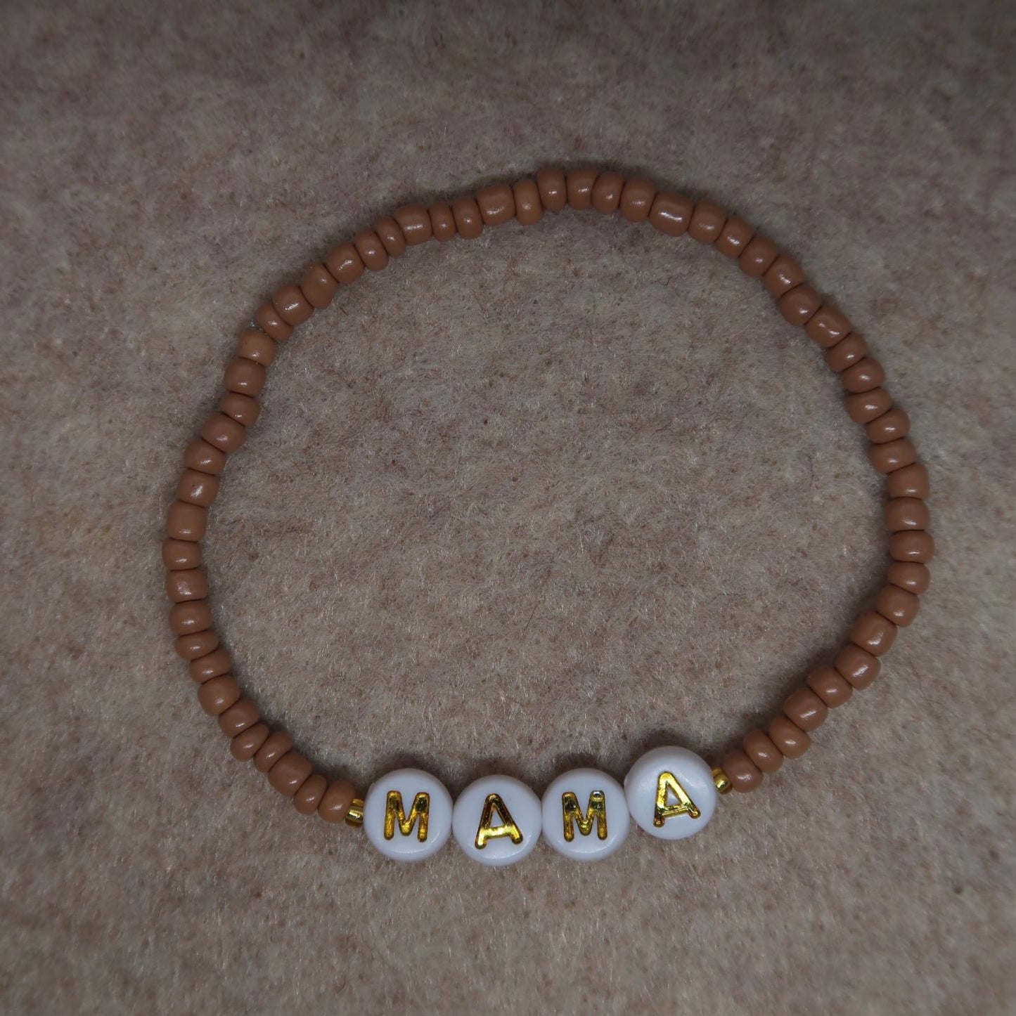 mama beaded bracelet in hazelnut