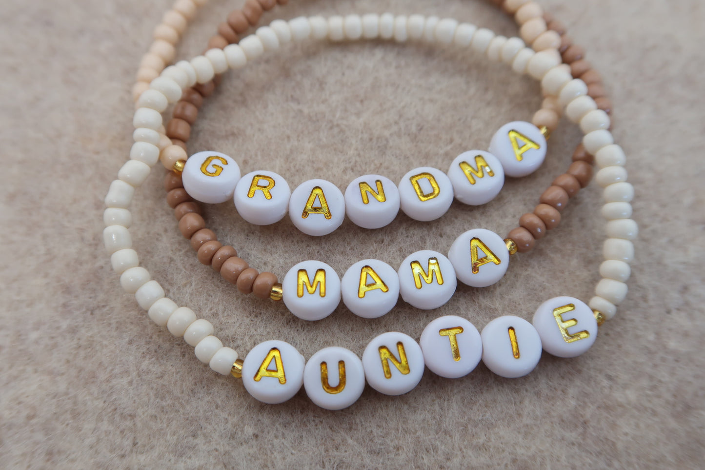 mama beaded bracelet in hazelnut