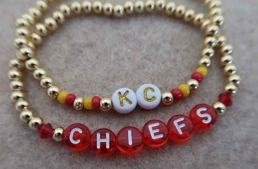 kansas city chiefs gold filled bracelet stack