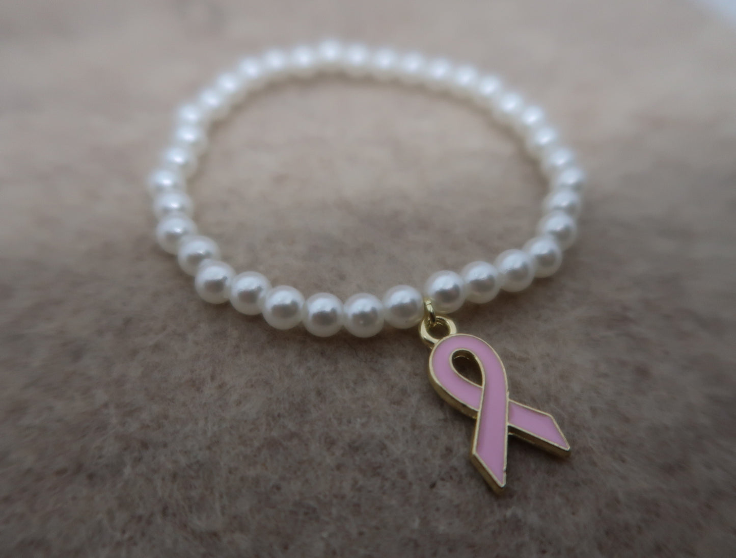 pink breast cancer ribbon charm