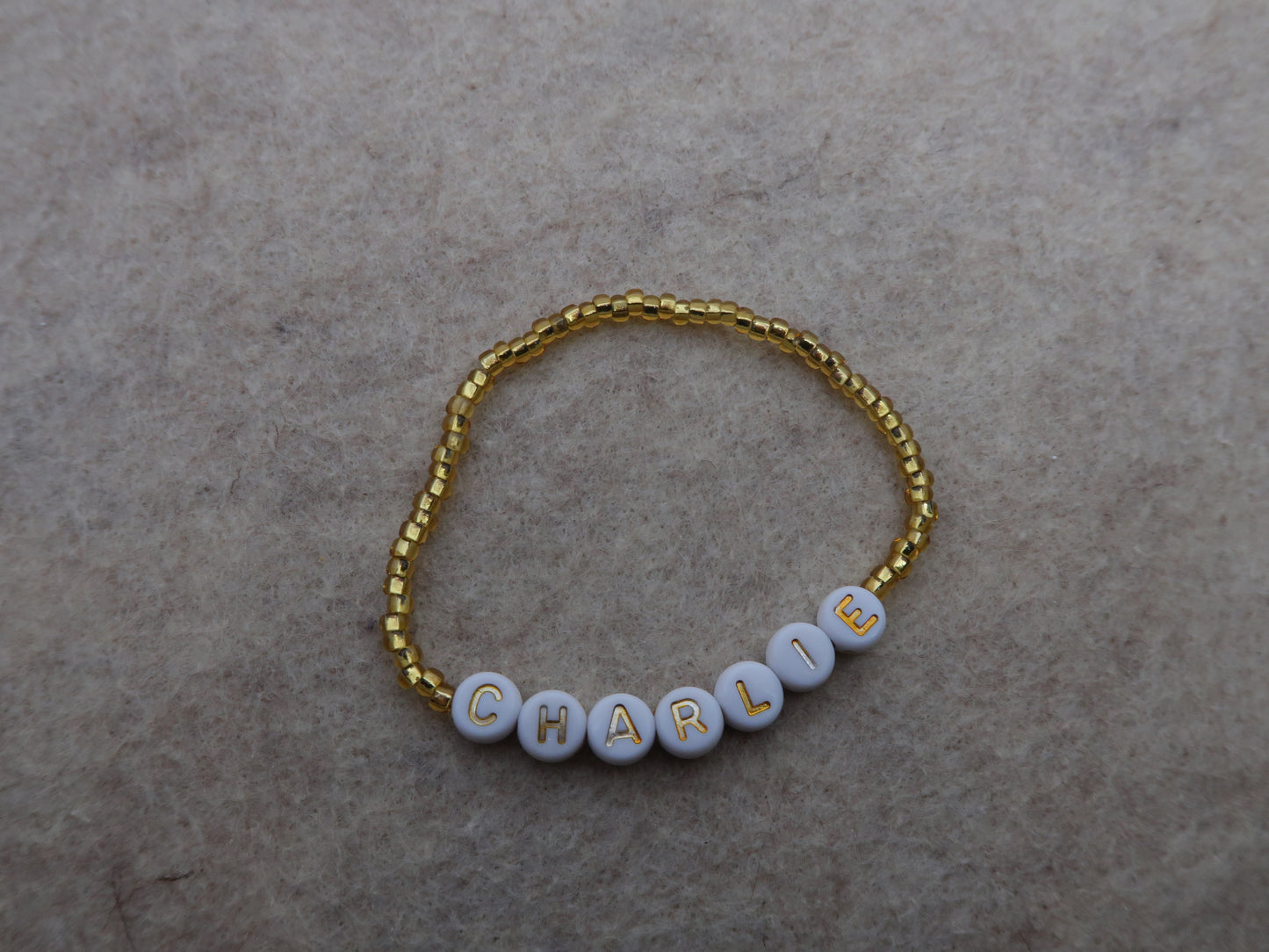 custom beaded bracelet in gold