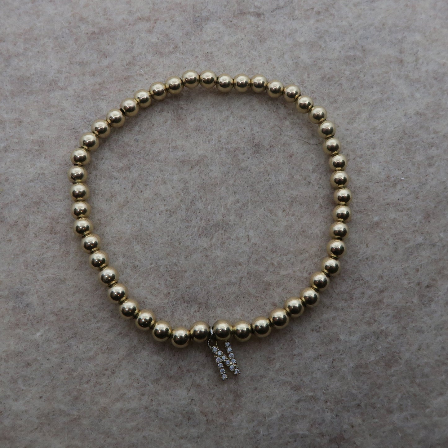 rhinestone initial bracelet *14k gold filled*