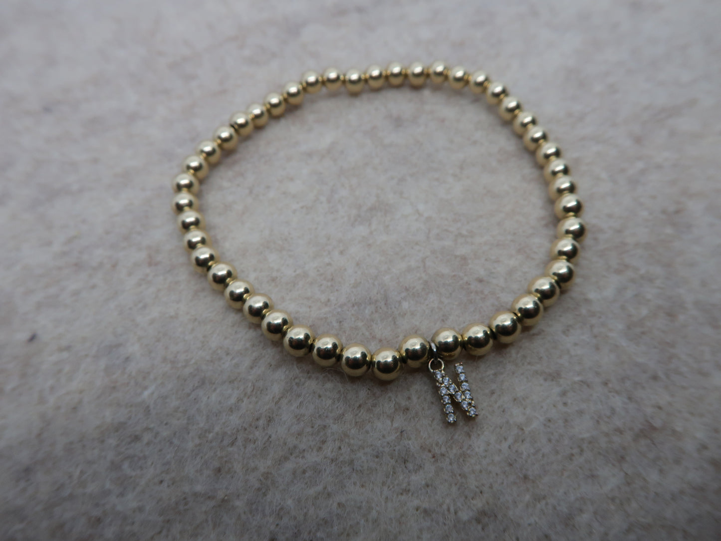 rhinestone initial bracelet *14k gold filled*