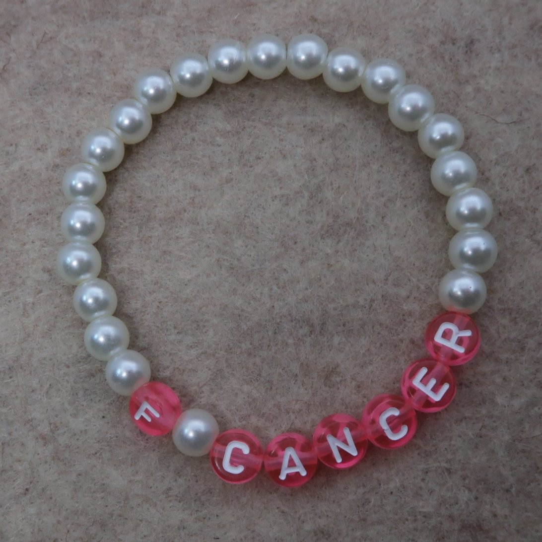 f cancer bracelet in pearl