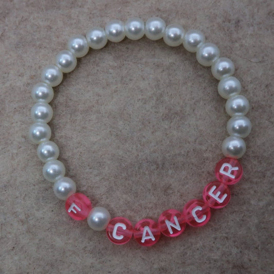 f cancer bracelet in pearl