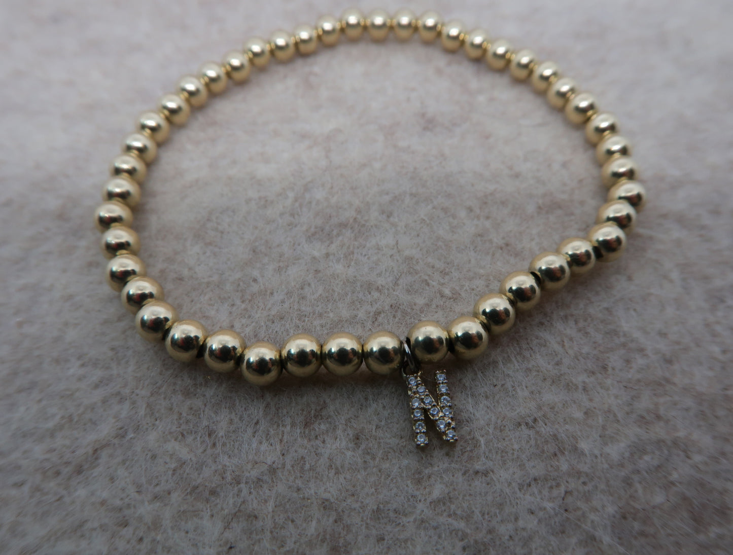 rhinestone initial bracelet *14k gold filled*