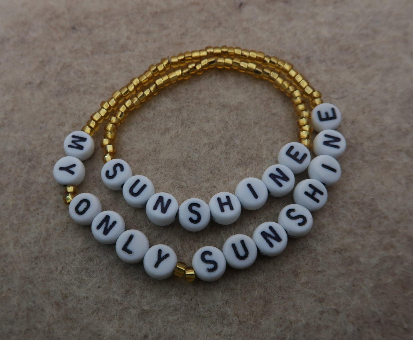my sunshine beaded bracelet set in gold