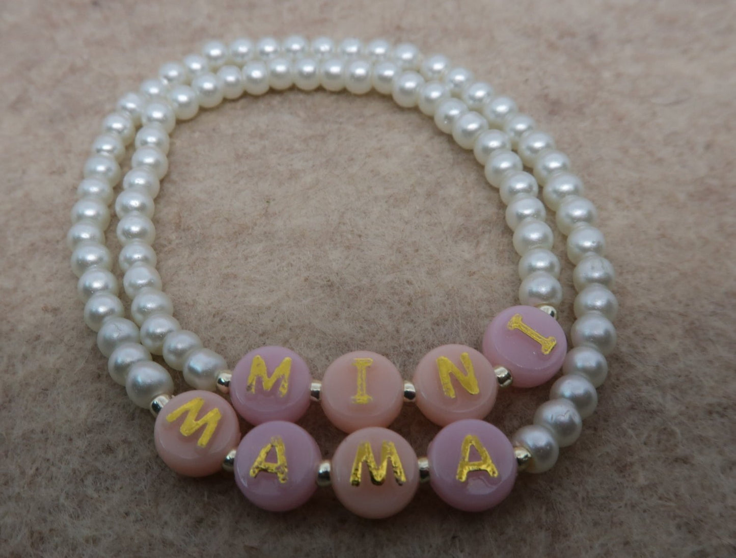 mama and mini set in pearl and peach
