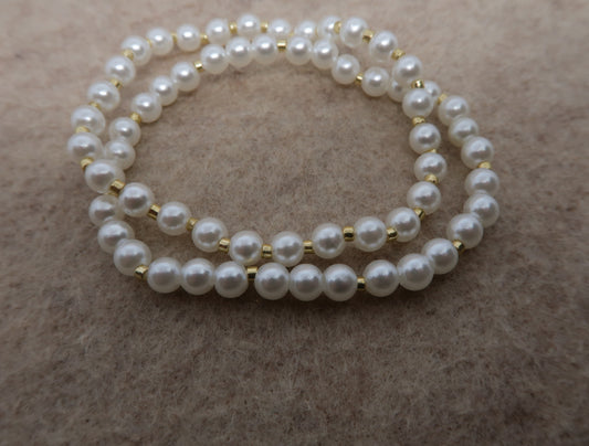 pearl and gold stacker bracelets