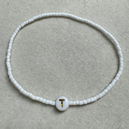 custom initial bracelet in white