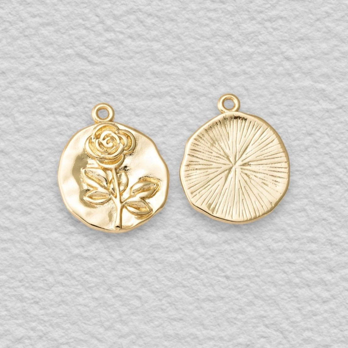 gold rose coin charm