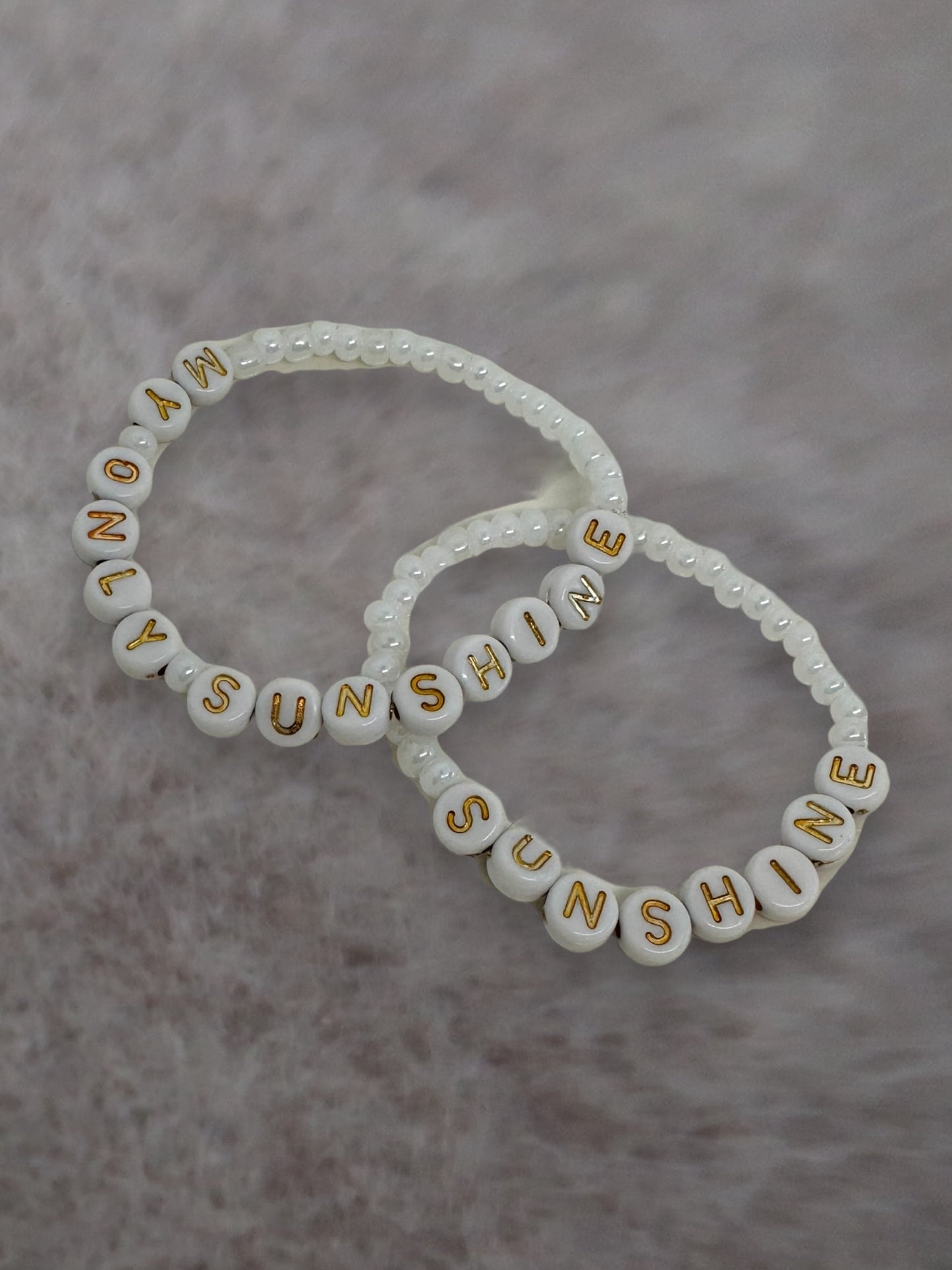 my little sunshine beaded bracelet set in white and gold