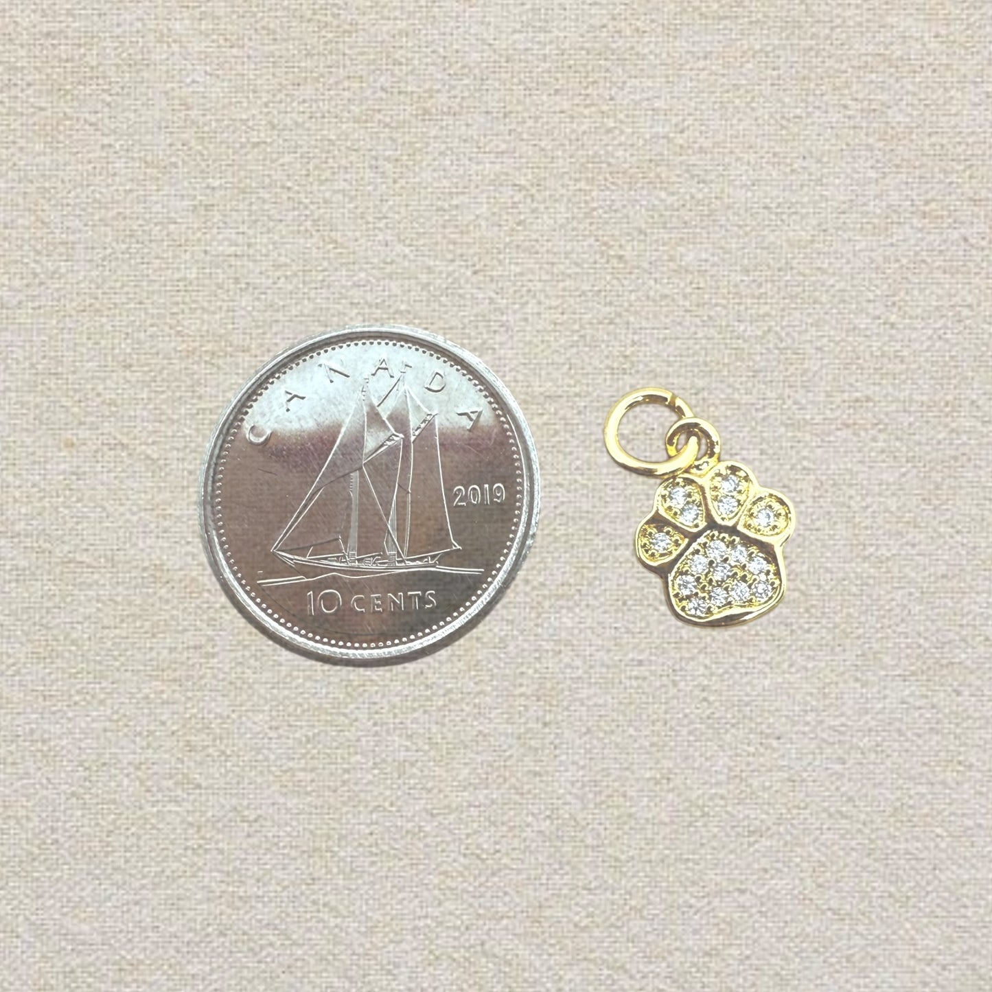 gold rhinestone paw charm