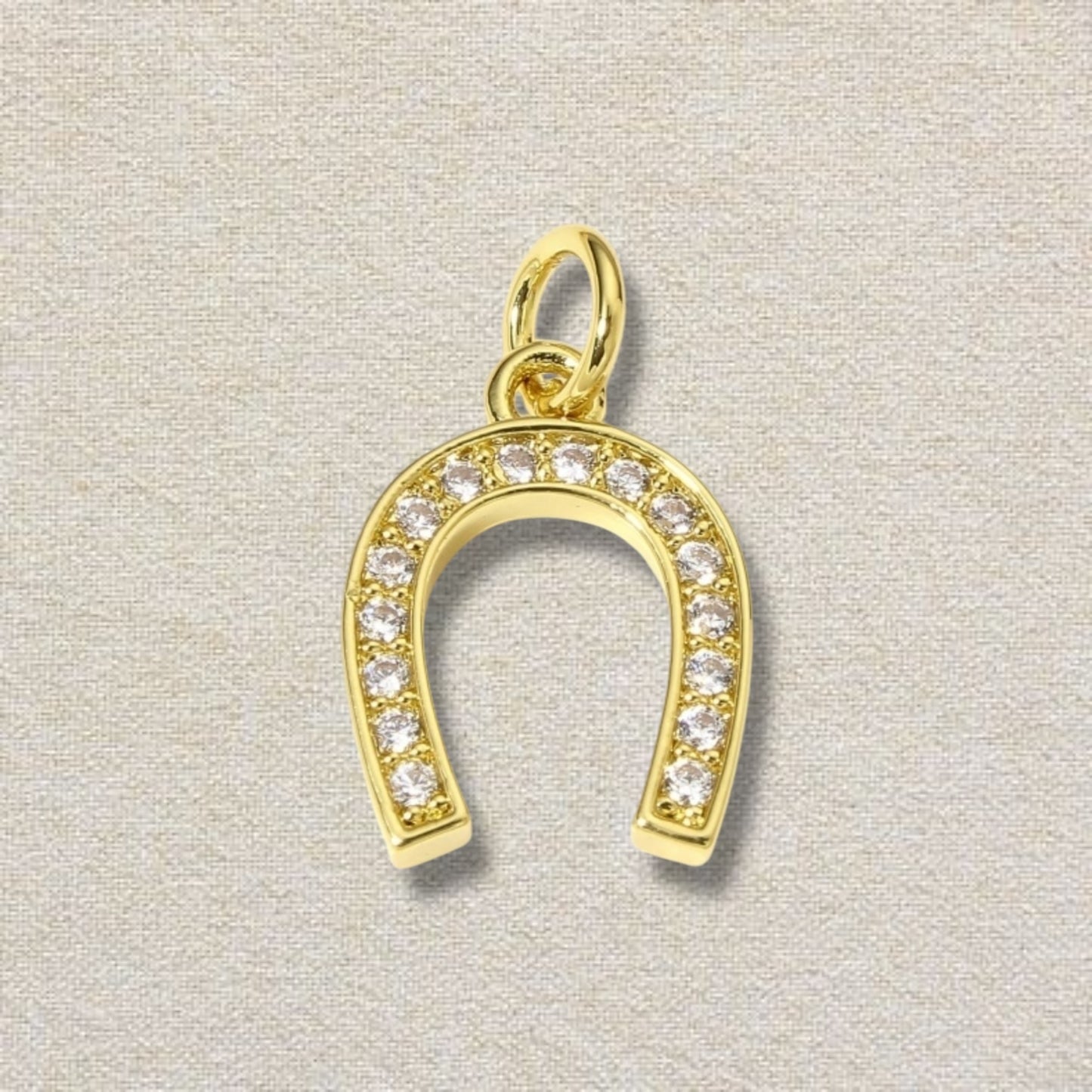 Gold horseshoe rhinestone charm