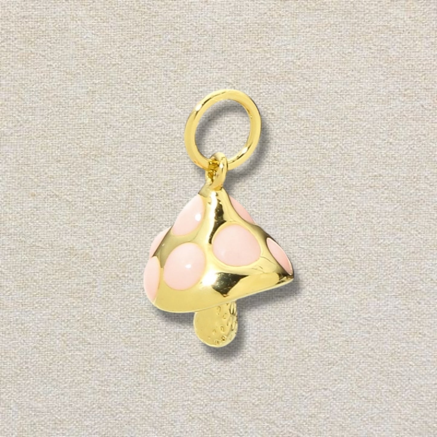 pink and gold mushroom charm (1)