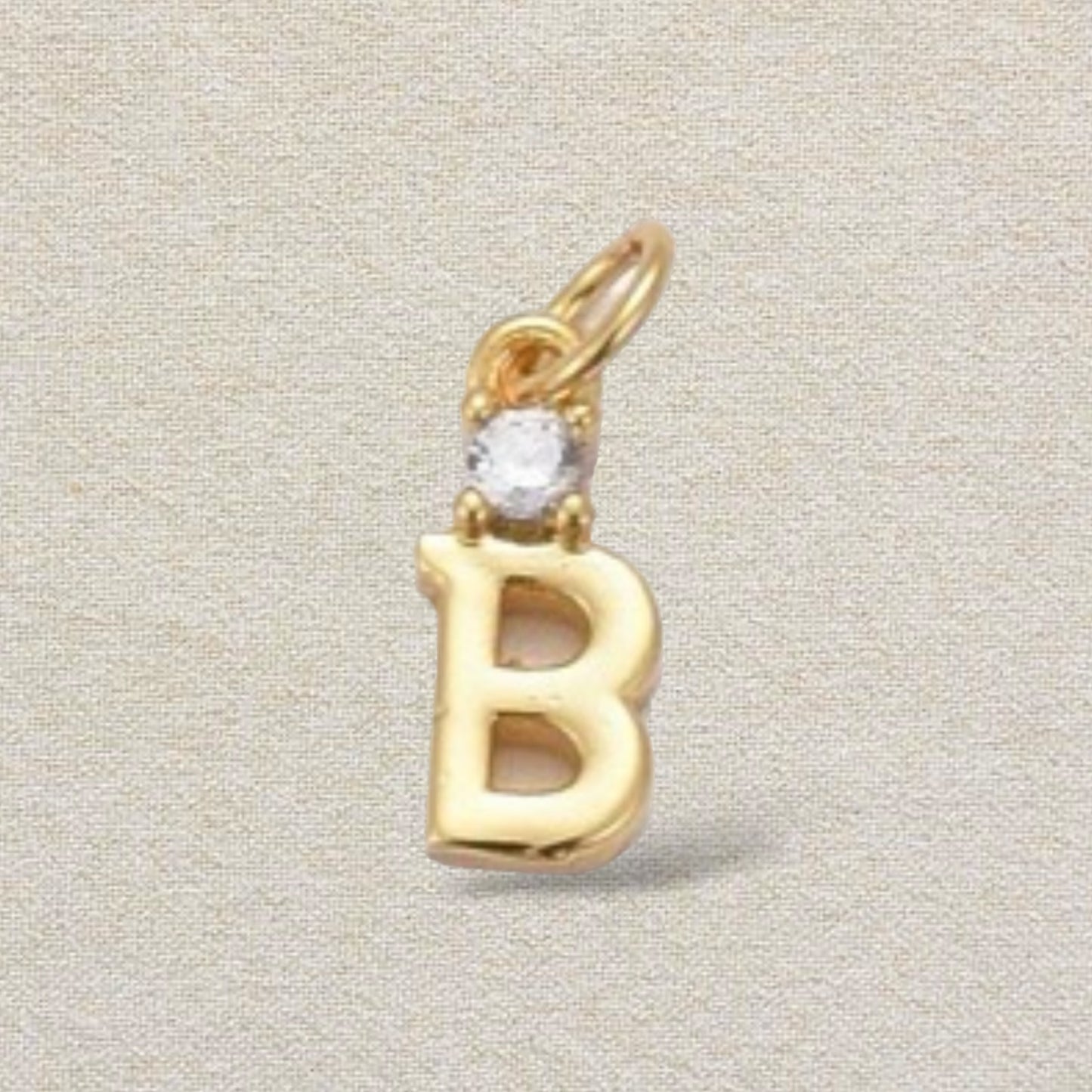 gold letter charm with rhinestone