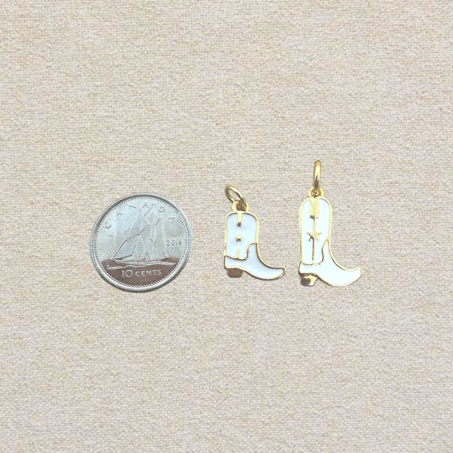 gold and white cowboy boot charm (short)