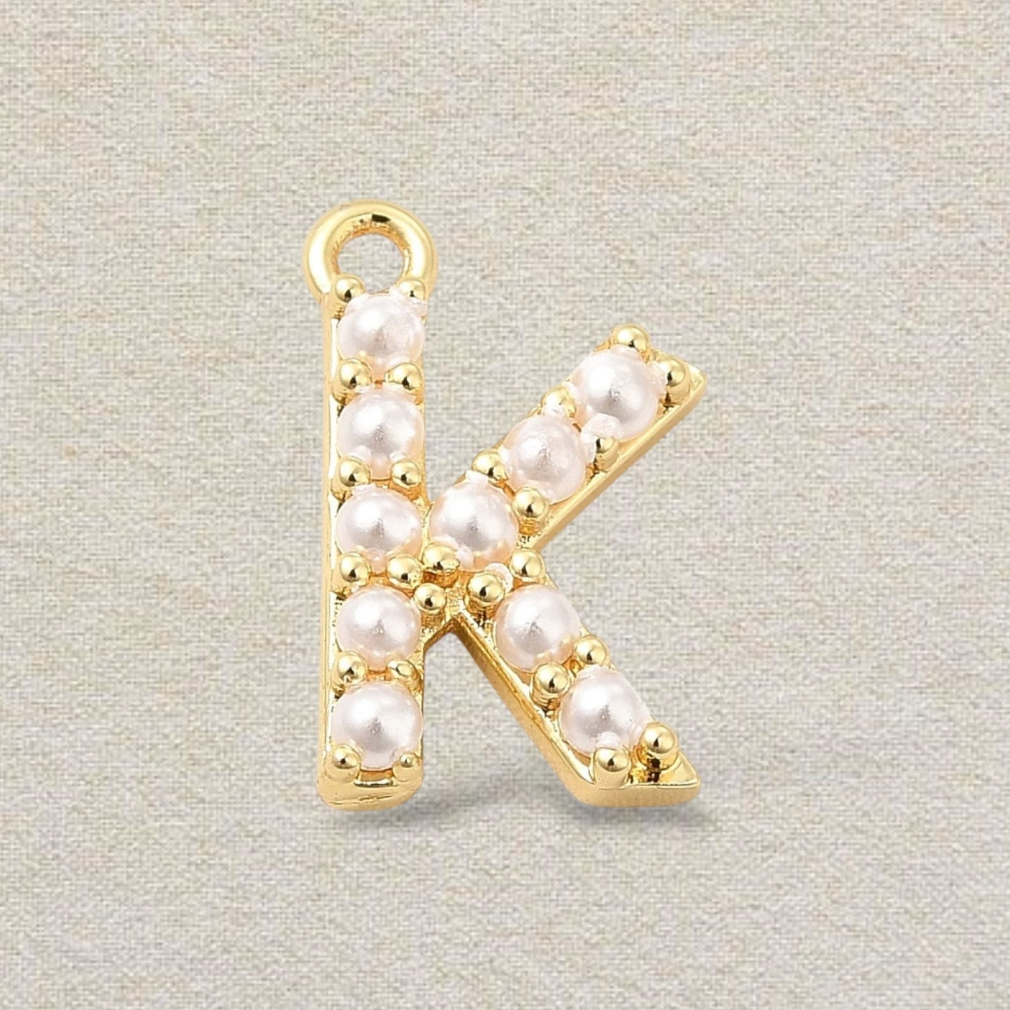 gold pearl initial charm