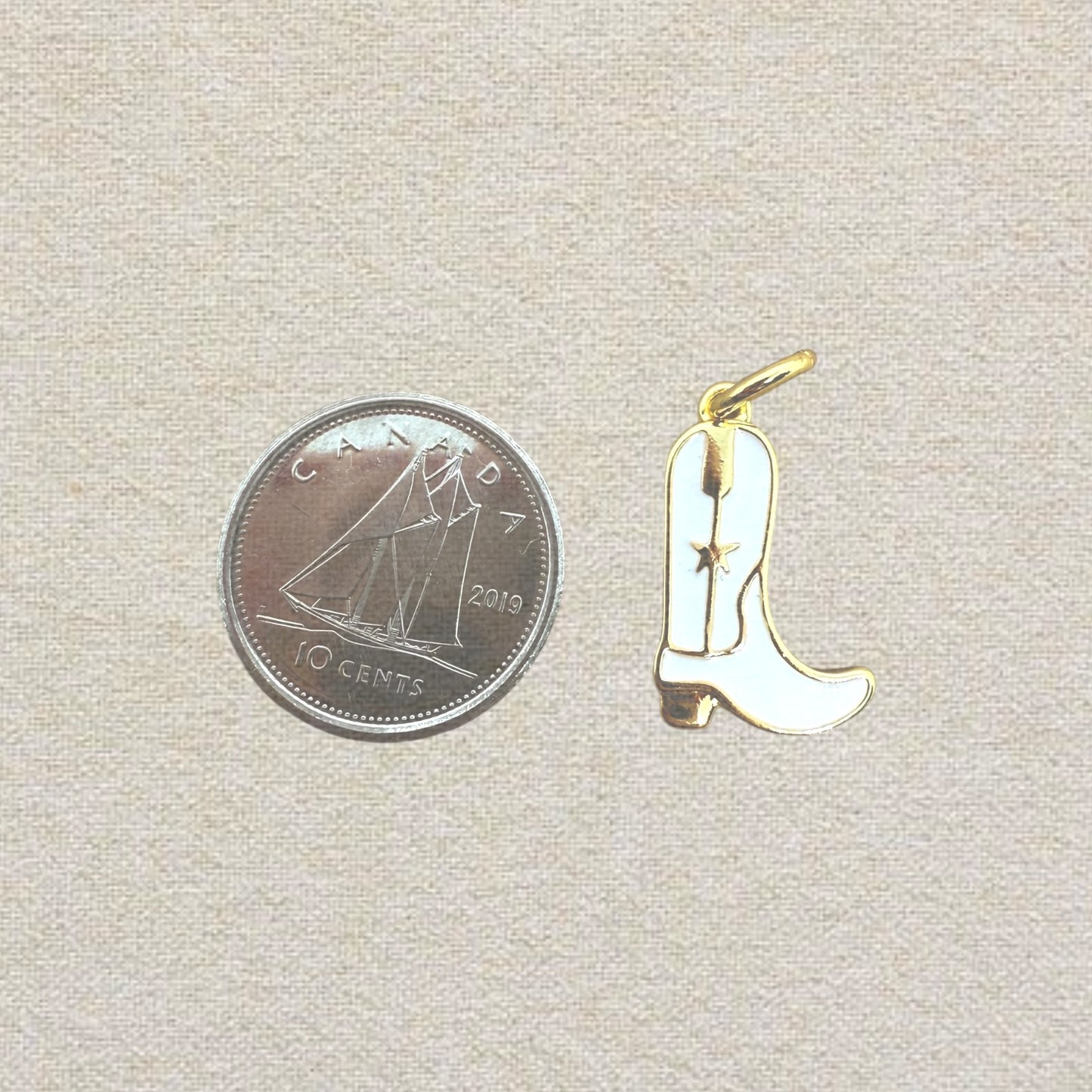 gold and white cowboy boot charm (tall)
